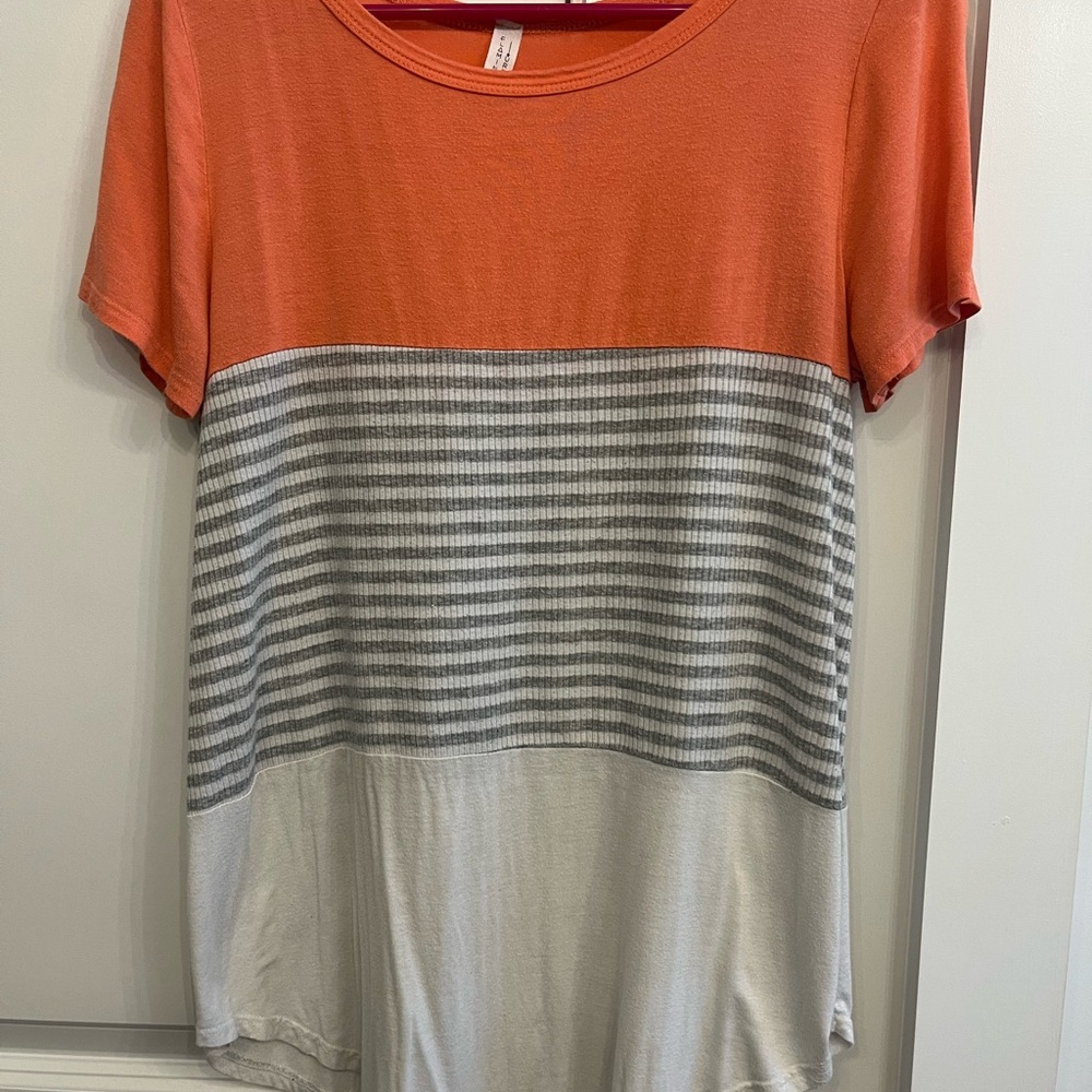 Flamingo Urban Orange and Gray Colorblock Tee
